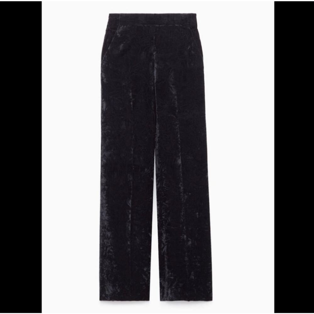 Aritzia Wilfred Le Fou Crushed Velvet Wide Leg Pants High Rise Black Size 0